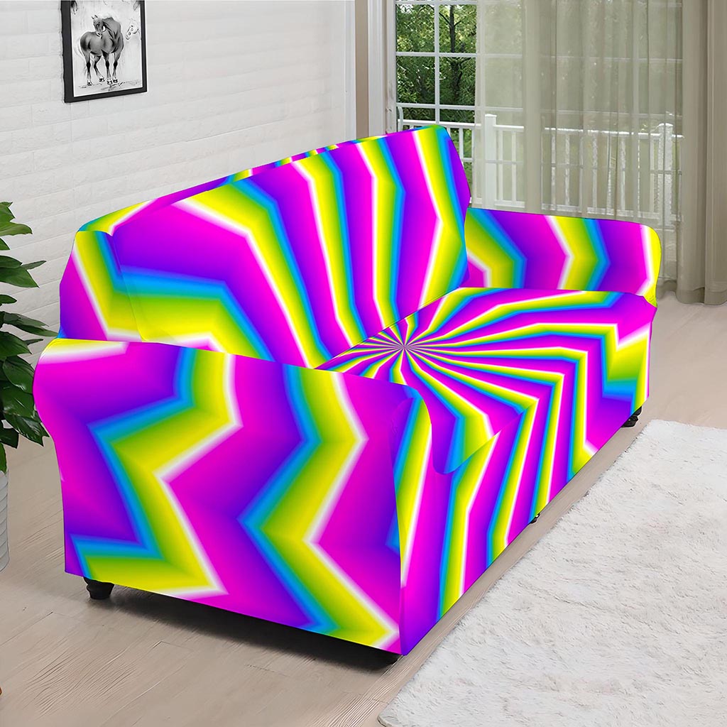 Green Dizzy Moving Optical Illusion Sofa Cover