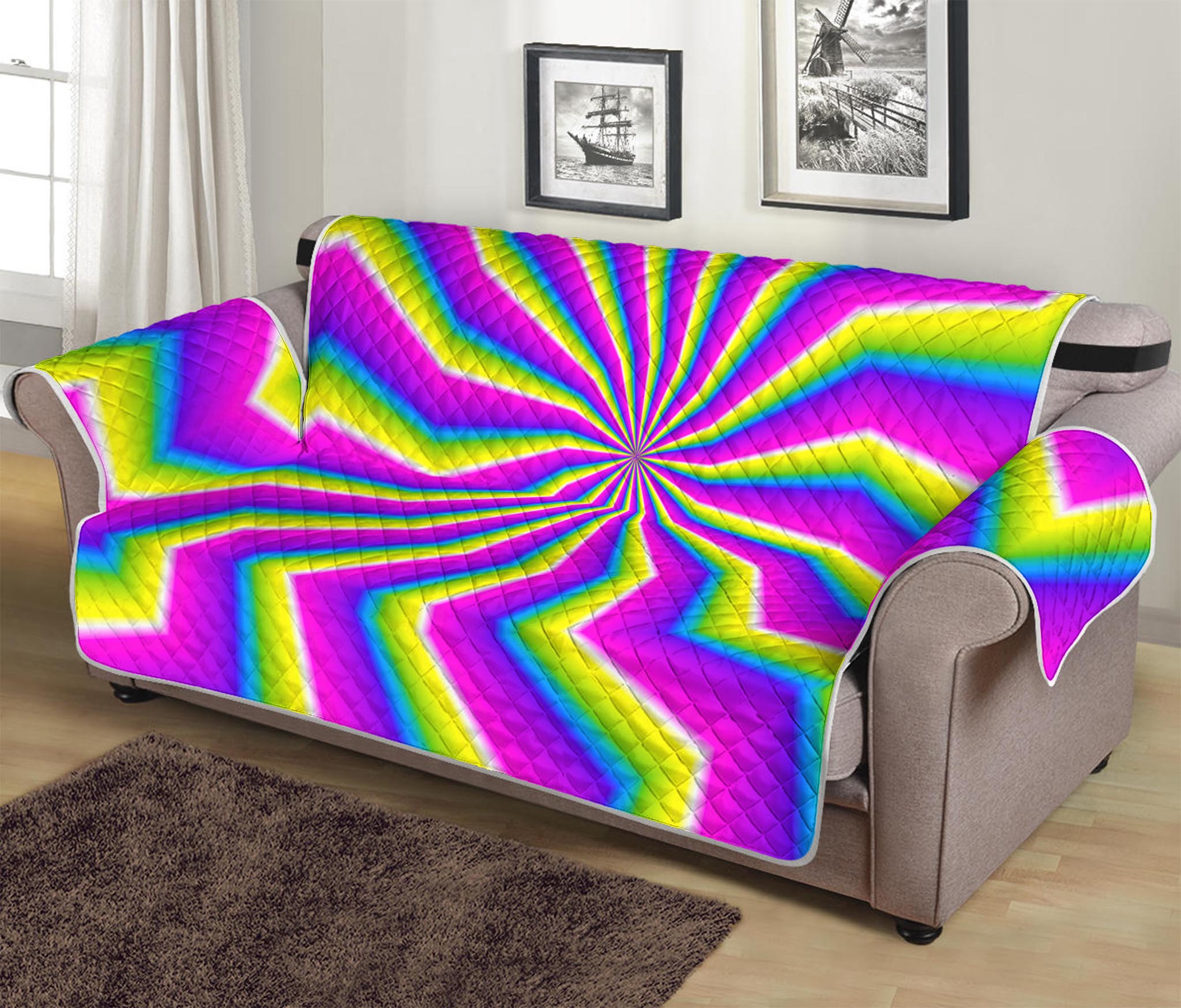 Green Dizzy Moving Optical Illusion Sofa Protector