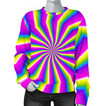 Green Dizzy Moving Optical Illusion Women's Crewneck Sweatshirt GearFrost