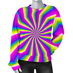 Green Dizzy Moving Optical Illusion Women's Crewneck Sweatshirt GearFrost