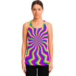 Green Dizzy Moving Optical Illusion Women's Racerback Tank Top
