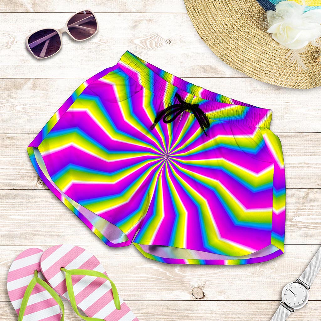 Green Dizzy Moving Optical Illusion Women's Shorts