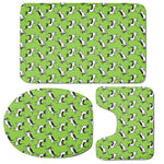 Green Doodle Bull Terrier Pattern Print 3 Piece Bath Mat Set