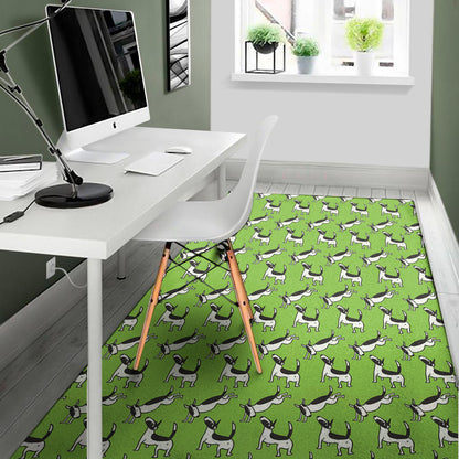 Green Doodle Bull Terrier Pattern Print Area Rug