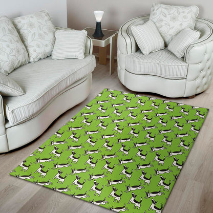 Green Doodle Bull Terrier Pattern Print Area Rug