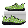 Green Doodle Bull Terrier Pattern Print Black Running Shoes