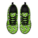 Green Doodle Bull Terrier Pattern Print Black Sneakers