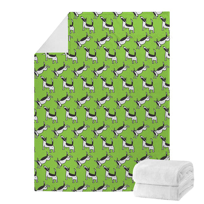 Green Doodle Bull Terrier Pattern Print Blanket