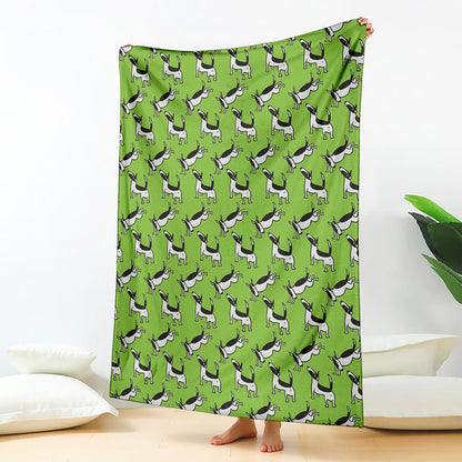 Green Doodle Bull Terrier Pattern Print Blanket