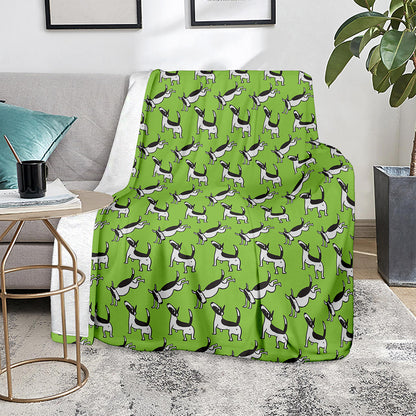 Green Doodle Bull Terrier Pattern Print Blanket