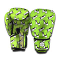 Green Doodle Bull Terrier Pattern Print Boxing Gloves
