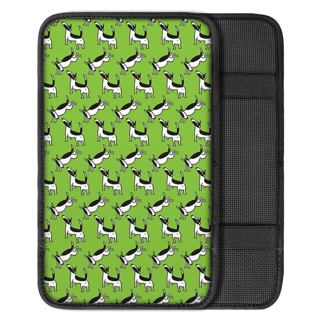 Green Doodle Bull Terrier Pattern Print Car Center Console Cover