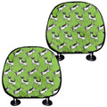Green Doodle Bull Terrier Pattern Print Car Headrest Covers