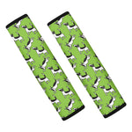 Green Doodle Bull Terrier Pattern Print Car Seat Belt Covers