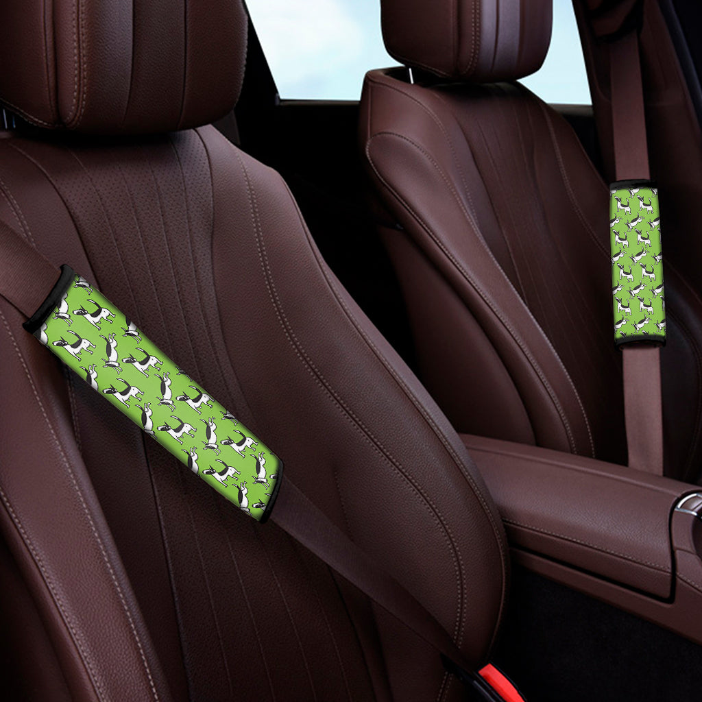 Green Doodle Bull Terrier Pattern Print Car Seat Belt Covers