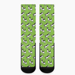 Green Doodle Bull Terrier Pattern Print Crew Socks