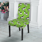 Green Doodle Bull Terrier Pattern Print Dining Chair Slipcover