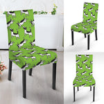 Green Doodle Bull Terrier Pattern Print Dining Chair Slipcover