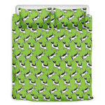 Green Doodle Bull Terrier Pattern Print Duvet Cover Bedding Set