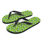 Green Doodle Bull Terrier Pattern Print Flip Flops