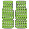 Green Doodle Bull Terrier Pattern Print Front and Back Car Floor Mats