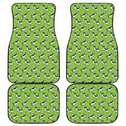 Green Doodle Bull Terrier Pattern Print Front and Back Car Floor Mats