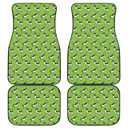 Green Doodle Bull Terrier Pattern Print Front and Back Car Floor Mats