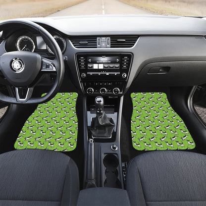 Green Doodle Bull Terrier Pattern Print Front and Back Car Floor Mats