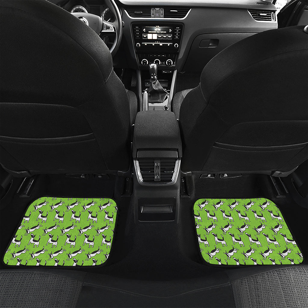 Green Doodle Bull Terrier Pattern Print Front and Back Car Floor Mats