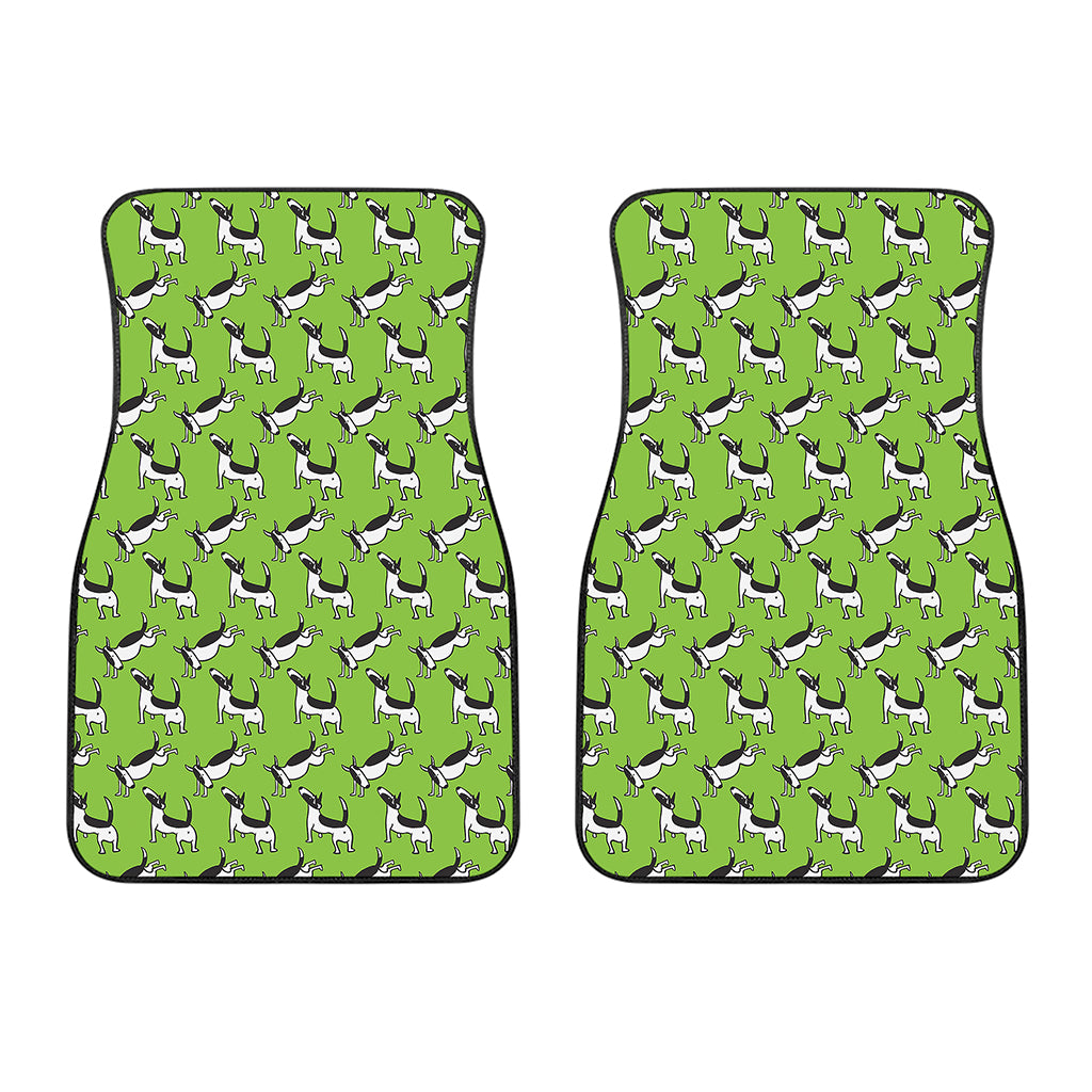 Green Doodle Bull Terrier Pattern Print Front Car Floor Mats
