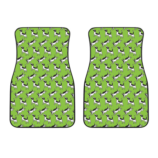 Green Doodle Bull Terrier Pattern Print Front Car Floor Mats