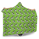 Green Doodle Bull Terrier Pattern Print Hooded Blanket