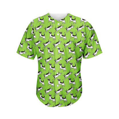 Green Doodle Bull Terrier Pattern Print Men's Baseball Jersey