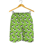 Green Doodle Bull Terrier Pattern Print Men's Shorts