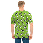 Green Doodle Bull Terrier Pattern Print Men's T-Shirt