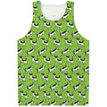 Green Doodle Bull Terrier Pattern Print Men's Tank Top