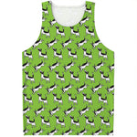 Green Doodle Bull Terrier Pattern Print Men's Tank Top