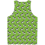 Green Doodle Bull Terrier Pattern Print Men's Tank Top
