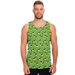 Green Doodle Bull Terrier Pattern Print Men's Tank Top