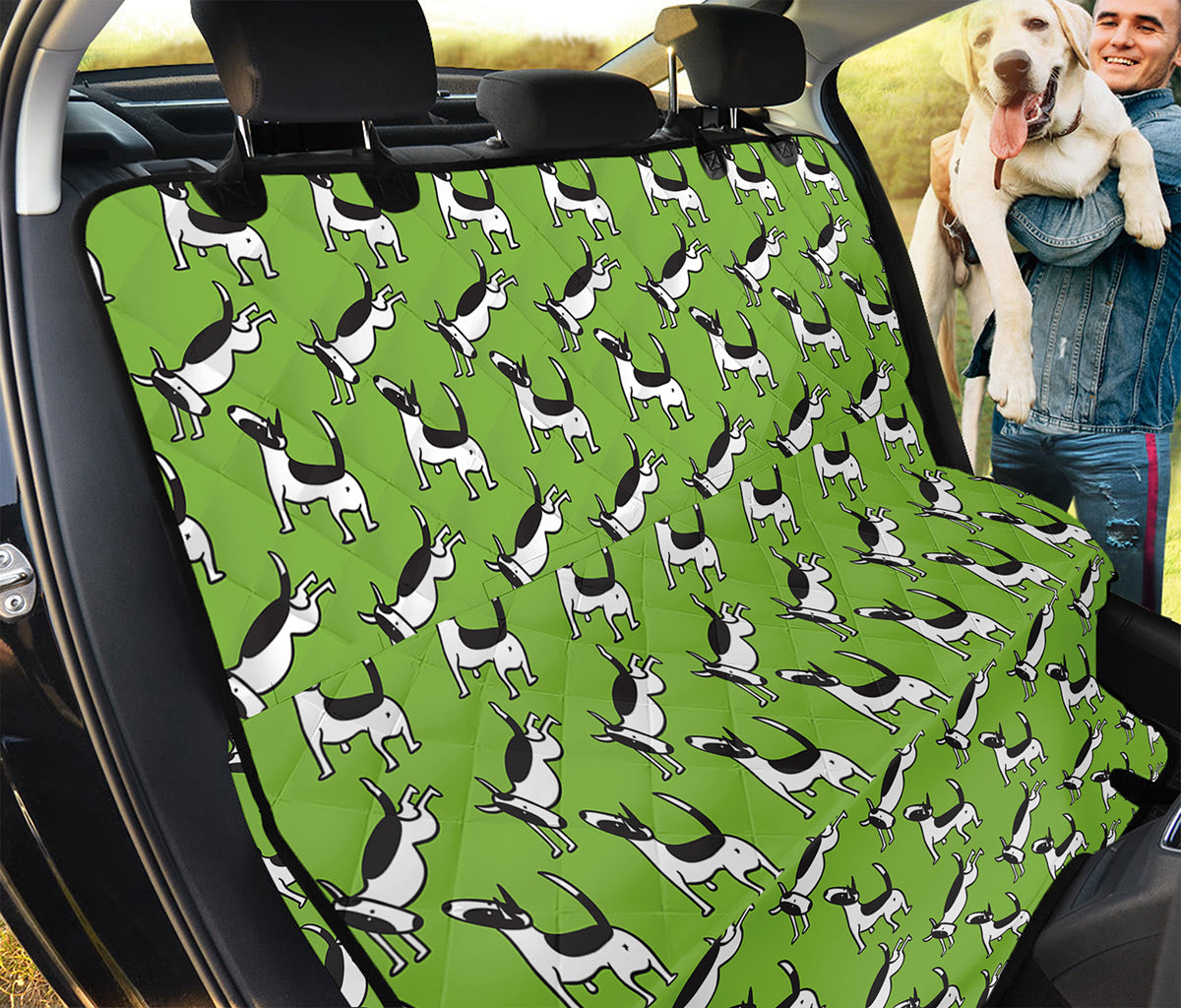 Green Doodle Bull Terrier Pattern Print Pet Car Back Seat Cover