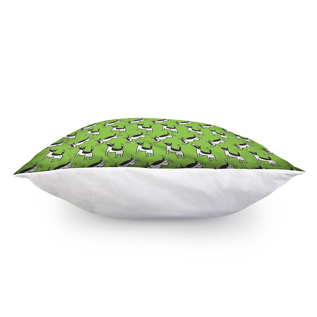 Green Doodle Bull Terrier Pattern Print Pillow Cover