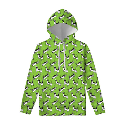 Green Doodle Bull Terrier Pattern Print Pullover Hoodie