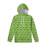 Green Doodle Bull Terrier Pattern Print Pullover Hoodie
