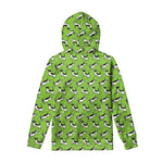 Green Doodle Bull Terrier Pattern Print Pullover Hoodie