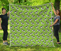 Green Doodle Bull Terrier Pattern Print Quilt