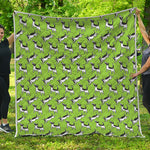 Green Doodle Bull Terrier Pattern Print Quilt