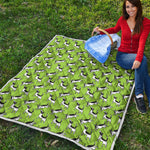 Green Doodle Bull Terrier Pattern Print Quilt