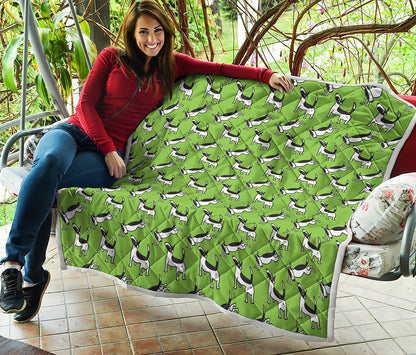 Green Doodle Bull Terrier Pattern Print Quilt