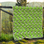 Green Doodle Bull Terrier Pattern Print Quilt