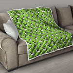 Green Doodle Bull Terrier Pattern Print Quilt